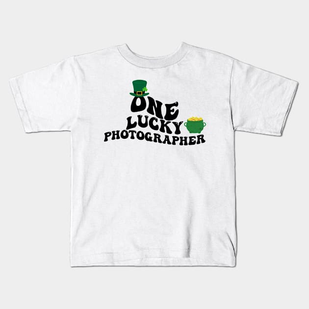 One Lucky Photographer , St Patrick's Day Kids T-Shirt by Justin green